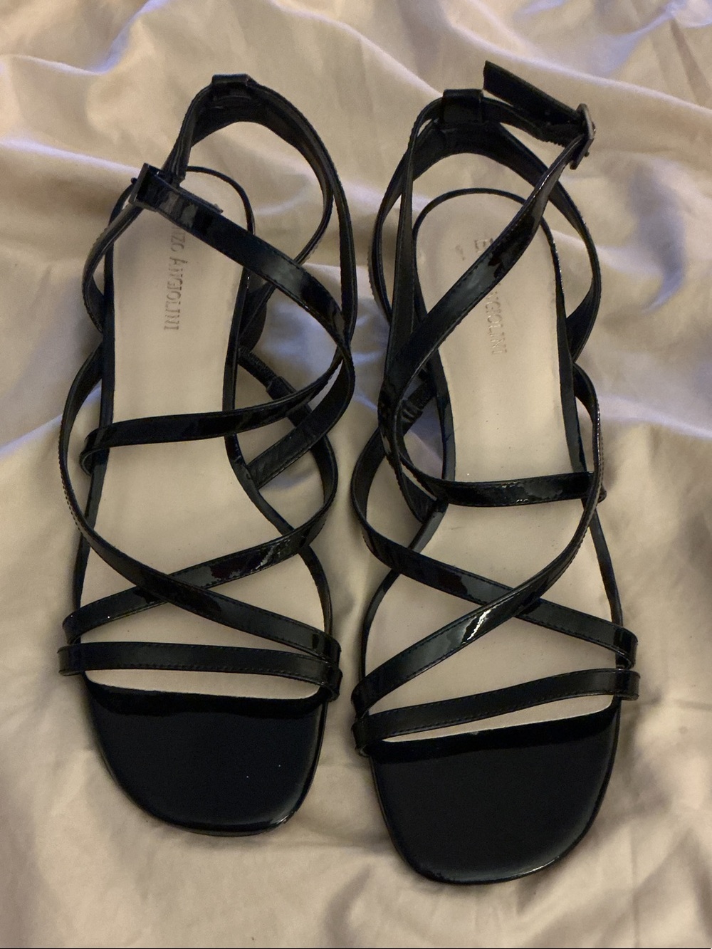 Enzo Angiolini Black Patent Strappy Women's Sandals size 9